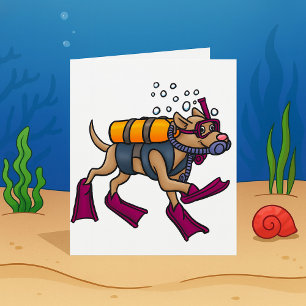Scuba Diving Dog Greeting Cards