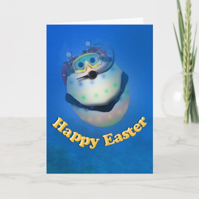SCUBA Diving Easter Egg Down Under Holiday Card (Front)