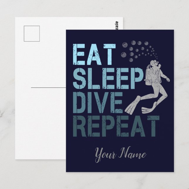 Scuba Diving Eat Sleep Dive Repeat saying Postcard (Front/Back)