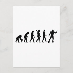 Scuba diving evolution postcard