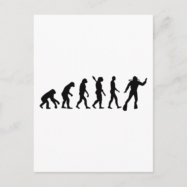 Scuba diving evolution postcard (Front)