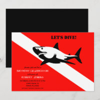 Scuba Diving Flag and Shark Birthday