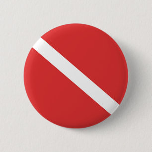 Scuba Diving Flag - Divers Emblem Red White 6 Cm Round Badge