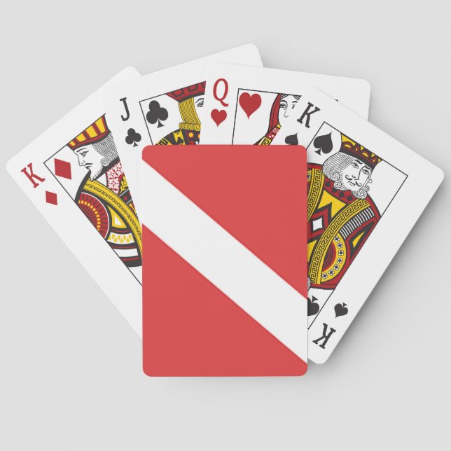 Scuba Diving Flag - Divers Emblem Red White Playing Cards (Back)