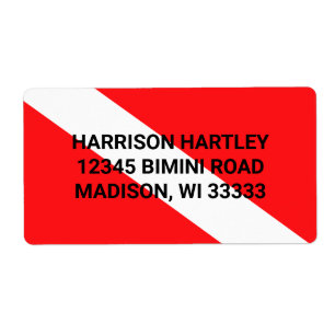 Scuba Diving Flag Shipping Label