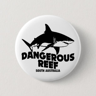 Scuba Diving Great White Sharks - Dangerous Reef 6 Cm Round Badge