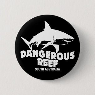 Scuba Diving Great White Sharks - Dangerous Reef 6 Cm Round Badge