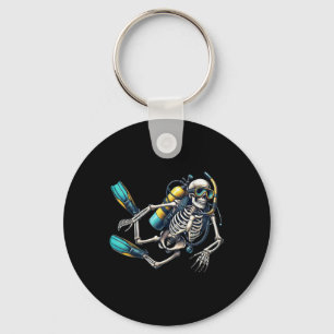 Scuba Diving Halloween Skeleton Scuba Diver Key Ring