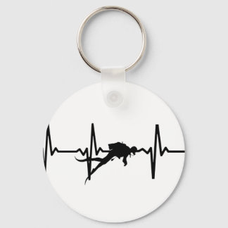 Scuba Diving Heart Pulse Key Ring