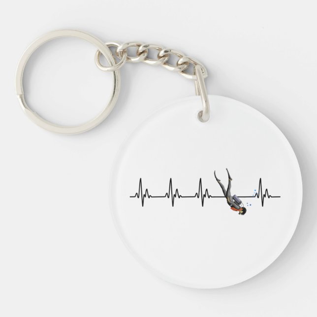 SCUBA Diving Heartbeat Key Ring (Front)