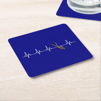 SCUBA Diving Heartbeat Square Paper Coaster