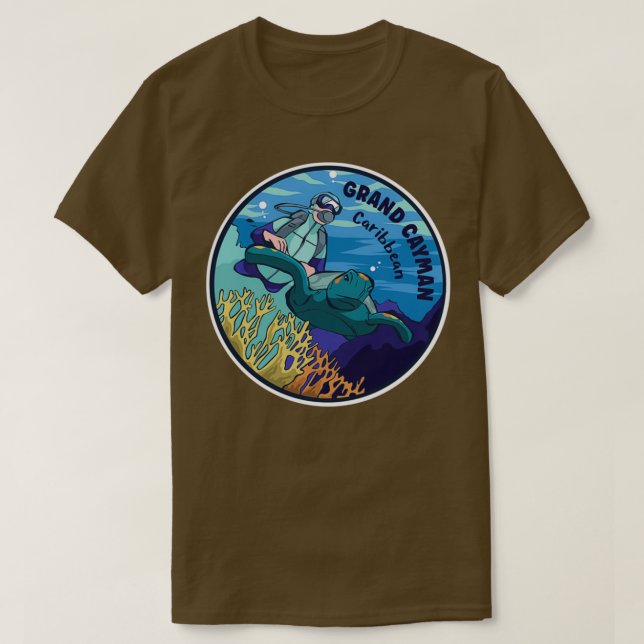 Scuba Diving In Grand Cayman Caribbean T-Shirt (Design Front)