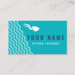 Scuba Diving Lessons Instructor Diver Sea Colour Business Card