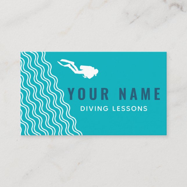 Scuba Diving Lessons Instructor Diver Sea Colour  Business Card (Front)
