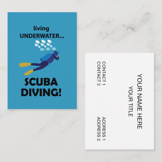 Scuba Diving Living Underwater Scuba Diving Business Card (Front/Back)