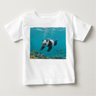 Scuba Diving Panda in Coral Reef Baby T-Shirt