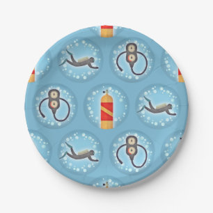 Scuba Diving Pattern - Cute Scuba Theme Paper Plate