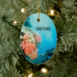 Scuba Diving Personalised Ceramic Tree Decoration
