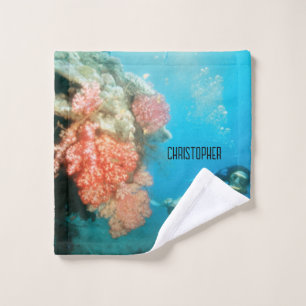 Scuba Diving Personalised Wash Cloth