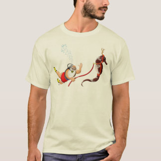 Scuba Diving Santa & Seahorse T-shirt