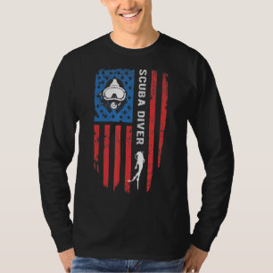 Scuba Diving Scuba Diver American Flag Usa Flag T-Shirt
