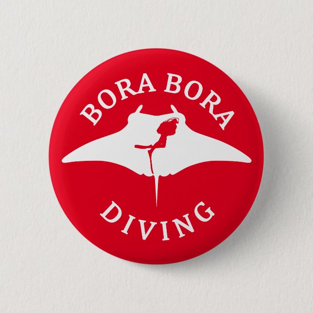 Scuba Diving With Manta Rays At Bora Bora 6 Cm Round Badge (Front)