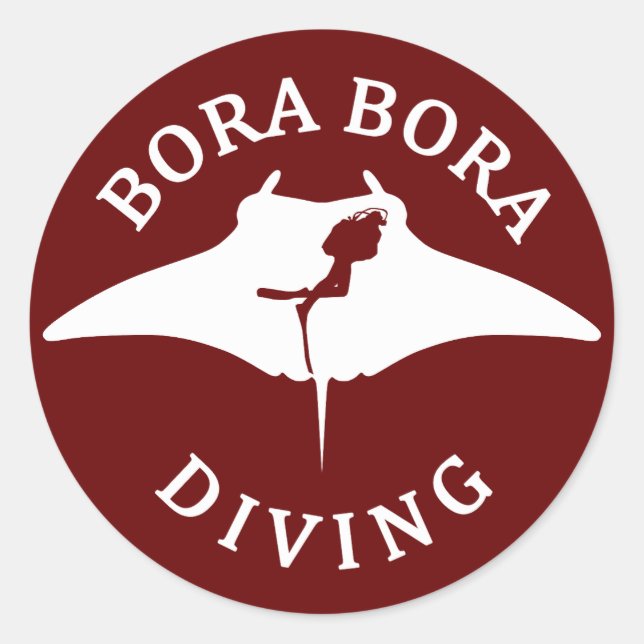 Scuba Diving With Manta Rays At Bora Bora Classic Round Sticker (Front)