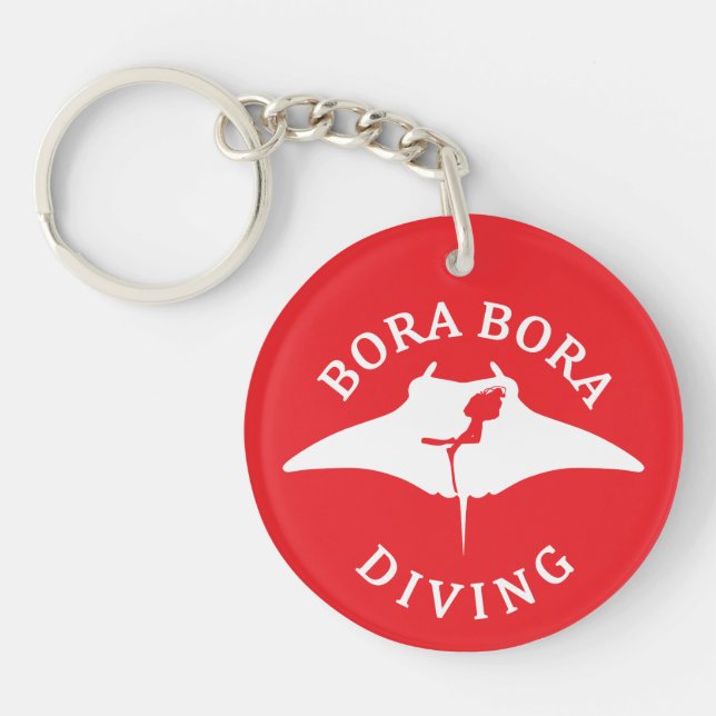 Scuba Diving With Manta Rays At Bora Bora Key Ring (Front)