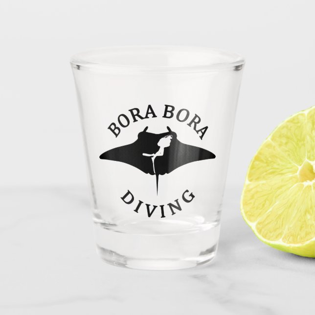 Scuba Diving With Manta Rays At Bora Bora Shot Glass (Front)