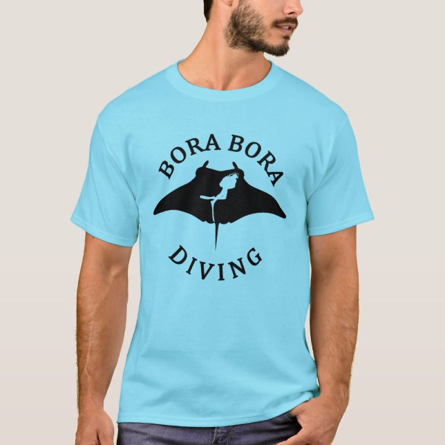 Scuba Diving With Manta Rays At Bora Bora T-Shirt (Front)