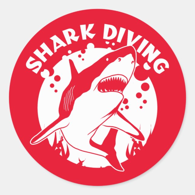 Scuba Diving With Sharks Classic Round Sticker (Front)