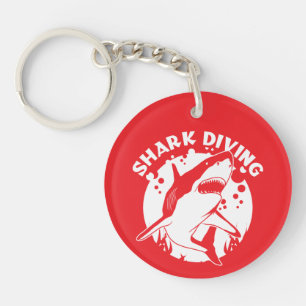 Scuba Diving With Sharks Key Ring