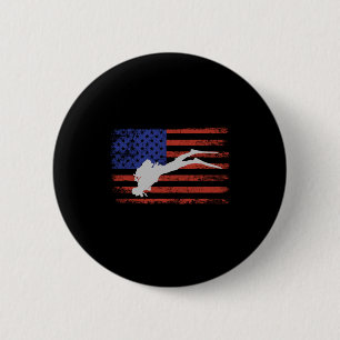 Scuba Diving With Usa Flag-Usa-Flag-Flags-Vintage 6 Cm Round Badge