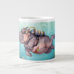 Scuba Hippo underwater Large Coffee Mug