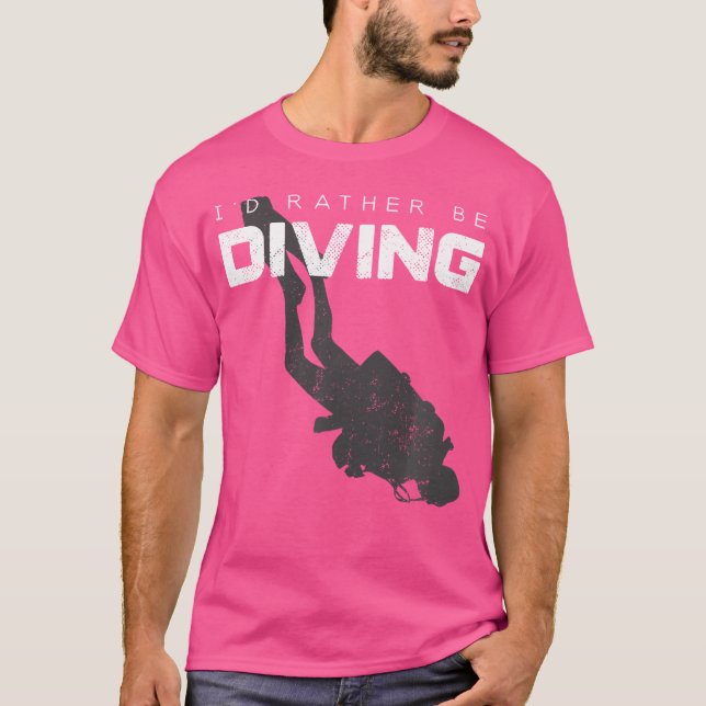 Scuba I'D Rather Be Diving Scuba Diving T-Shirt (Front)