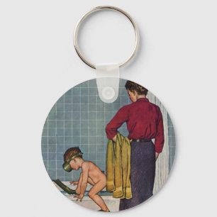 Scuba in the Tub Key Ring