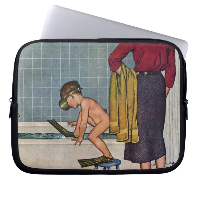 Scuba in the Tub Laptop Sleeve (Front)