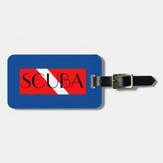 SCUBA LUGGAGE TAG DIVING RED FLAG / NITROX blue