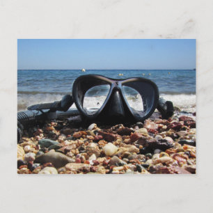 Scuba Mask and Snorkel on Beach, Red Sea, Egypt Postcard