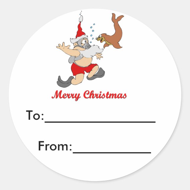Scuba Santa Package Sticker (Front)