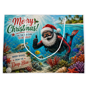 Scuba Santa Underwater Christmas Large Gift Bag