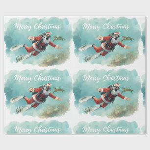 Scuba Santa Underwater Christmas Wrapping Paper