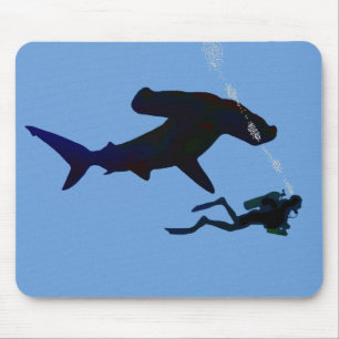 SCUBA shark mouse pad