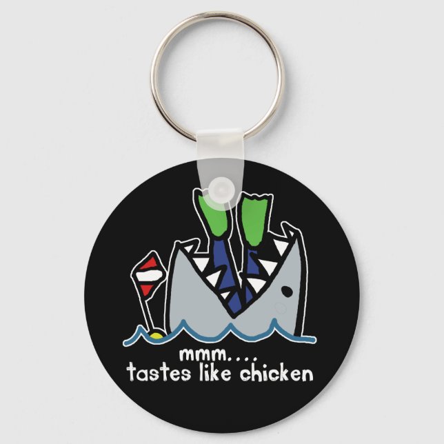 Scuba Tastes Chicken Shark Key Ring (Front)