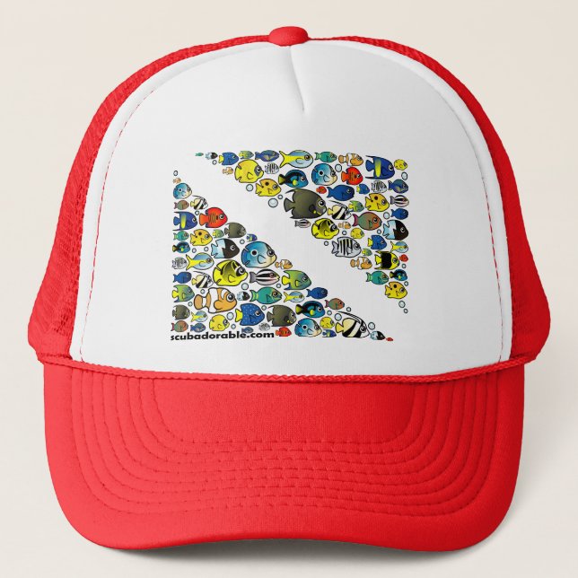 Scubadorable Diver Down Flag Trucker Hat (Front)
