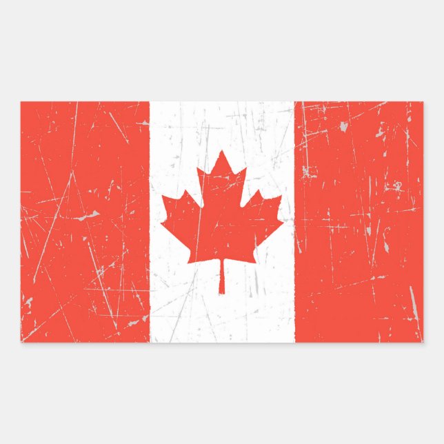 Scuffed and Scratched Canadian Flag Rectangular Sticker (Front)