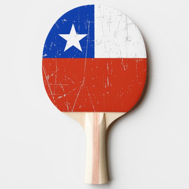 Scuffed and Scratched Chilean Flag Ping Pong Paddle (Back)