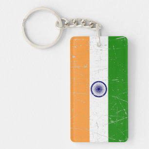 Scuffed and Scratched Indian Flag Key Ring