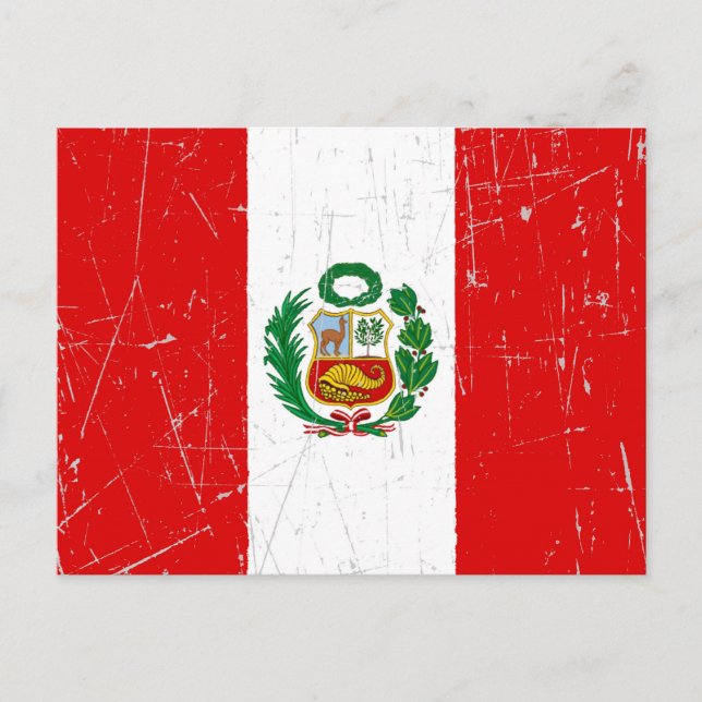 Scuffed and Scratched Peruvian Flag Postcard (Front)