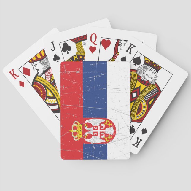 Scuffed and Scratched Serbian Flag Playing Cards (Back)